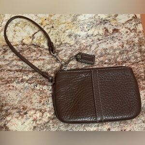Coach Dark Brown Leather Wristlet